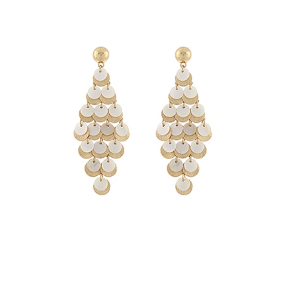 MOP & Textured Disc Fringe Earrings - Picture 1 of 1
